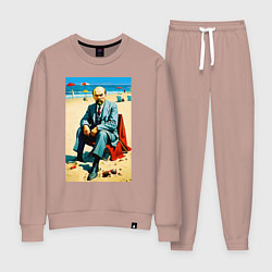 Костюм хлопковый женский Великий вождь Ленин на пляже - Биарриц, цвет: пыльно-розовый