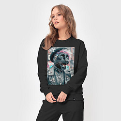 Костюм хлопковый женский Чувак модная пантера из Нью-Йорка, цвет: черный — фото 2
