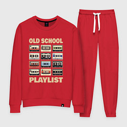 Костюм хлопковый женский Плейлист старой школы, цвет: красный