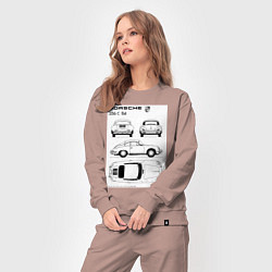 Костюм хлопковый женский Машина Porsche, цвет: пыльно-розовый — фото 2