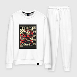 Костюм хлопковый женский Тандзиро Tanjiro Клинок рассекающий демонов, цвет: белый