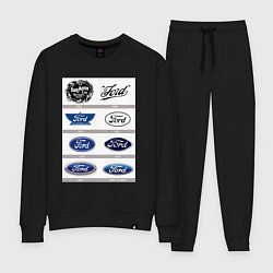 Костюм хлопковый женский Ford логотип, цвет: черный