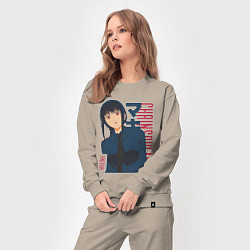 Костюм хлопковый женский Человек-бензопила Макима Makima, цвет: миндальный — фото 2