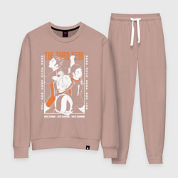 Костюм хлопковый женский Haikyuu!! Хаику Волейбол третьегодки Асахи Азумане, цвет: пыльно-розовый