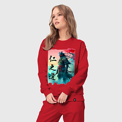 Костюм хлопковый женский Japanese samurai - ghost of Tsushima sketch, цвет: красный — фото 2