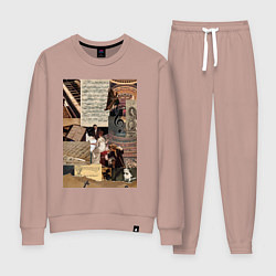 Костюм хлопковый женский Музыка коллаж ноты, цвет: пыльно-розовый