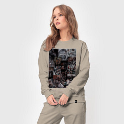 Костюм хлопковый женский Художник коллаж, цвет: миндальный — фото 2