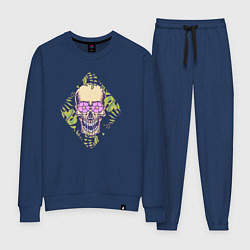 Костюм хлопковый женский Flowers mad skull, цвет: тёмно-синий