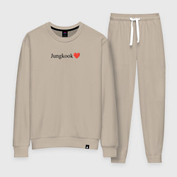 Костюм хлопковый женский BTS Jungkook, цвет: миндальный