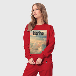 Костюм хлопковый женский Karina облака, цвет: красный — фото 2