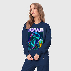 Костюм хлопковый женский Neon cyber beersaur - neon glow fantasy, цвет: тёмно-синий — фото 2