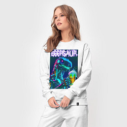 Костюм хлопковый женский Neon cyber beersaur - neon glow fantasy, цвет: белый — фото 2