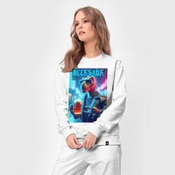 Костюм хлопковый женский Cyber cool dude Dino - ai art fantasy, цвет: белый — фото 2