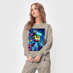 Костюм хлопковый женский Cyber Sponge Bob - neon glow fantasy, цвет: миндальный — фото 2