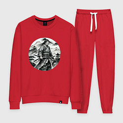 Костюм хлопковый женский Самурай графика, цвет: красный