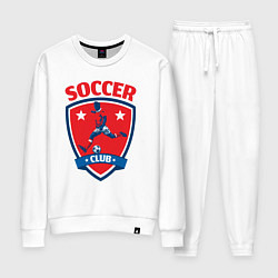 Костюм хлопковый женский Sport soccer club, цвет: белый