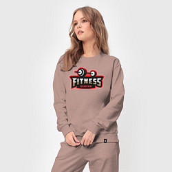 Костюм хлопковый женский Sport fitness center, цвет: пыльно-розовый — фото 2