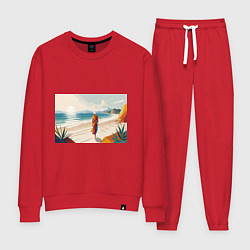 Женский костюм Летний пейзаж с женщиной на пляже