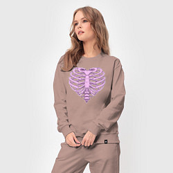 Костюм хлопковый женский Break my bones, цвет: пыльно-розовый — фото 2