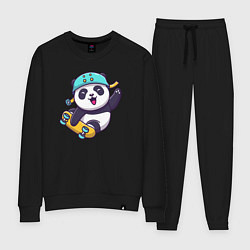 Костюм хлопковый женский Skater panda, цвет: черный