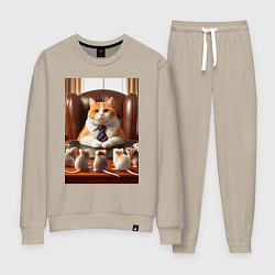 Костюм хлопковый женский Рыжий кот босс - нейроарт, цвет: миндальный