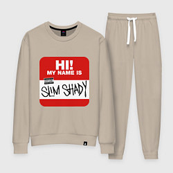 Костюм хлопковый женский Eminem - slim shady sticker, цвет: миндальный