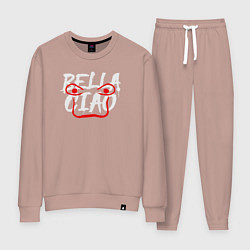 Костюм хлопковый женский Bella ciao face, цвет: пыльно-розовый