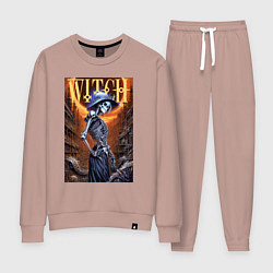 Костюм хлопковый женский Костлявая ведьма - хэллоуин, цвет: пыльно-розовый