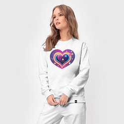 Костюм хлопковый женский Любовь космическое сердце, цвет: белый — фото 2