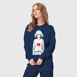 Костюм хлопковый женский Девочка аниме сердце, цвет: тёмно-синий — фото 2