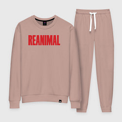Костюм хлопковый женский Reanimal logo, цвет: пыльно-розовый