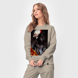 Костюм хлопковый женский Дандадан: Кэн Такакура, цвет: миндальный — фото 2