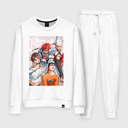 Костюм хлопковый женский Дандадан: Кэн Такакура, цвет: белый