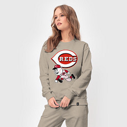 Костюм хлопковый женский Cincinnati reds baseball team - talisman, цвет: миндальный — фото 2