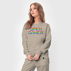 Костюм хлопковый женский Open gamer logo, цвет: миндальный — фото 2