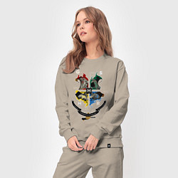 Костюм хлопковый женский Hogwarts School of Witchcraft and Wizardry, цвет: миндальный — фото 2