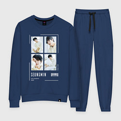 Костюм хлопковый женский Seungmin stray kids cute, цвет: тёмно-синий