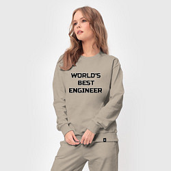 Костюм хлопковый женский Worlds best engineer, цвет: миндальный — фото 2