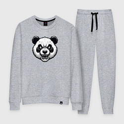 Костюм хлопковый женский Морда злой панды, цвет: меланж