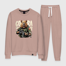 Костюм хлопковый женский Cool capybara - military style, цвет: пыльно-розовый