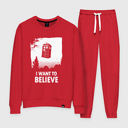 Костюм хлопковый женский Tardis believe, цвет: красный