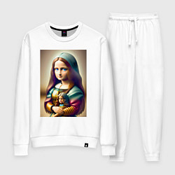 Костюм хлопковый женский Маленькая Мона Лиза в детстве с куклой - нейроарт, цвет: белый