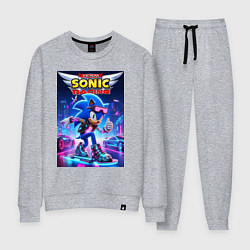 Костюм хлопковый женский Sonic racing team - hedgehog on a board, цвет: меланж