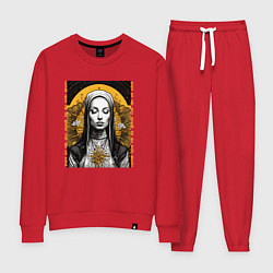 Костюм хлопковый женский Монахиня в молитве, цвет: красный