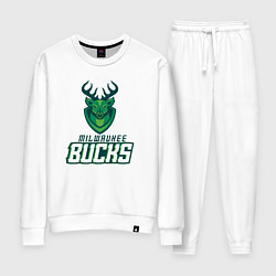 Костюм хлопковый женский Milwaukee Bucks NBA, цвет: белый