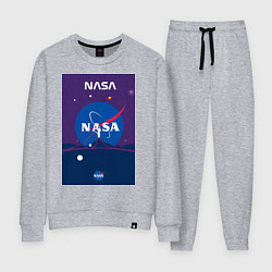 Костюм хлопковый женский NASA фиолетовый плакат, цвет: меланж