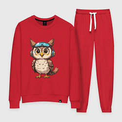 Костюм хлопковый женский Сова геймер, цвет: красный
