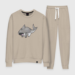Костюм хлопковый женский Милая акула медведь, цвет: миндальный