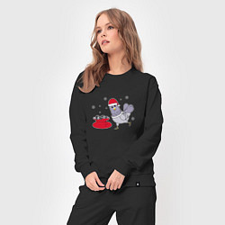 Костюм хлопковый женский Голубь и мешок семечек, цвет: черный — фото 2