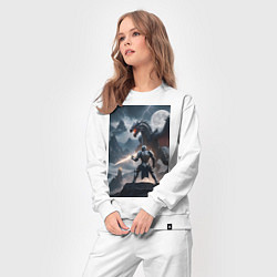 Костюм хлопковый женский Сражение рыцаря с драконом в стиле Demons Souls, цвет: белый — фото 2